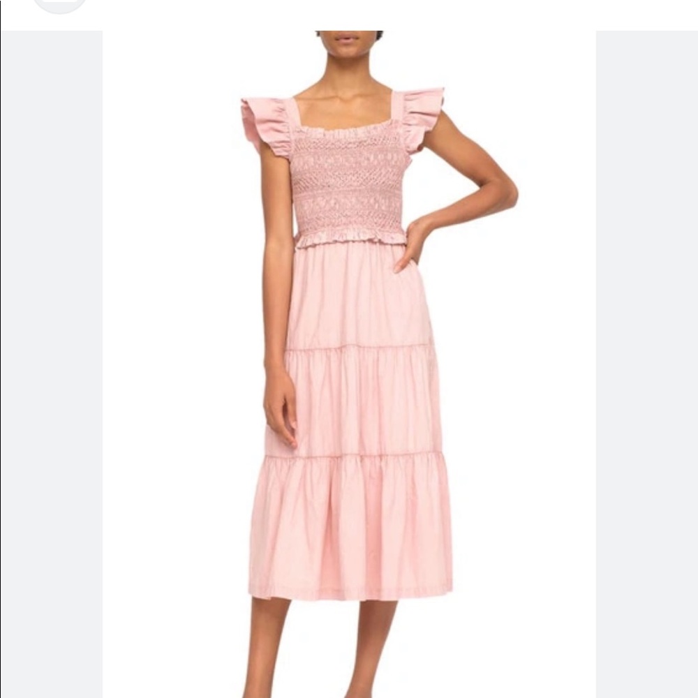 SEA simona smocked tie back dress in blossom pink size small